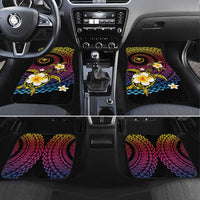 Hawaiian Plumeria Turtle Tribal Spiral Polynesian Tattoo Car Mats Fanciful Color LT03 Set 4pcs Gradient - Polynesian Pride