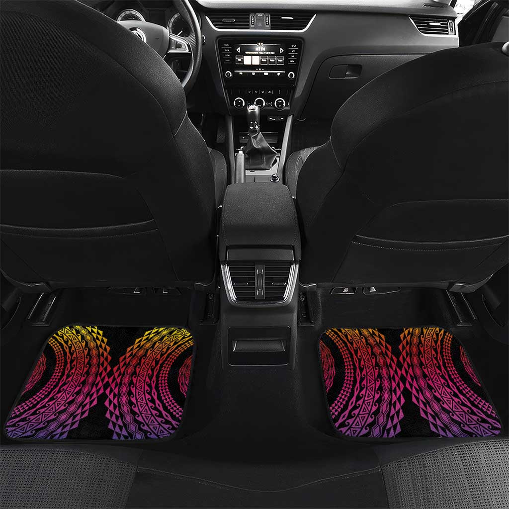 Hawaiian Plumeria Turtle Tribal Spiral Polynesian Tattoo Car Mats Fanciful Color LT03 Set 2pcs - Back Gradient - Polynesian Pride