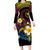 Hawaiian Plumeria Turtle Tribal Spiral Polynesian Tattoo Family Matching Long Sleeve Bodycon Dress and Hawaiian Shirt Fanciful Color