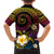 Hawaiian Plumeria Turtle Tribal Spiral Polynesian Tattoo Family Matching Off Shoulder Short Dress and Hawaiian Shirt Fanciful Color