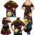 Hawaiian Plumeria Turtle Tribal Spiral Polynesian Tattoo Family Matching Summer Maxi Dress and Hawaiian Shirt Fanciful Color