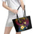 Hawaiian Plumeria Turtle Tribal Spiral Polynesian Tattoo Leather Tote Bag Fanciful Color