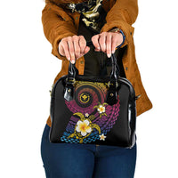 Hawaiian Plumeria Turtle Tribal Spiral Polynesian Tattoo Shoulder Handbag Fanciful Color LT03 One Size Gradient - Polynesian Pride
