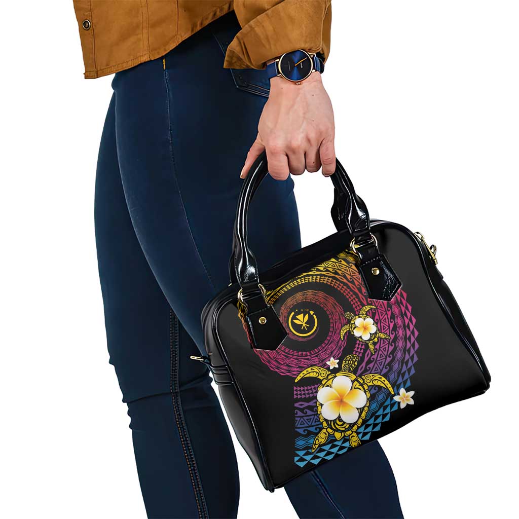 Hawaiian Plumeria Turtle Tribal Spiral Polynesian Tattoo Shoulder Handbag Fanciful Color LT03 - Polynesian Pride
