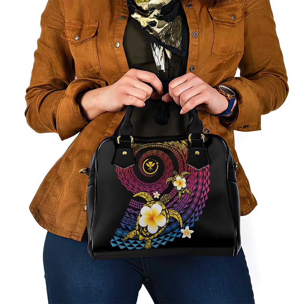 Hawaiian Plumeria Turtle Tribal Spiral Polynesian Tattoo Shoulder Handbag Fanciful Color LT03 - Polynesian Pride