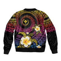 Hawaiian Plumeria Turtle Tribal Spiral Polynesian Tattoo Sleeve Zip Bomber Jacket Fanciful Color LT03 - Polynesian Pride