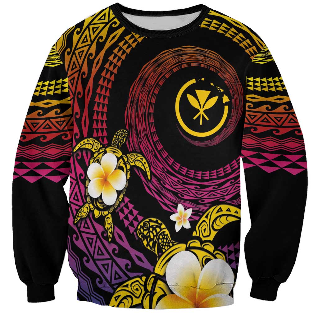 Hawaiian Plumeria Turtle Tribal Spiral Polynesian Tattoo Sweatshirt Fanciful Color LT03 Unisex Gradient - Polynesian Pride