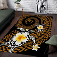 Hawaiian Plumeria Turtle Tribal Spiral Polynesian Tattoo Area Rug Gold Color LT03 Gold - Polynesian Pride