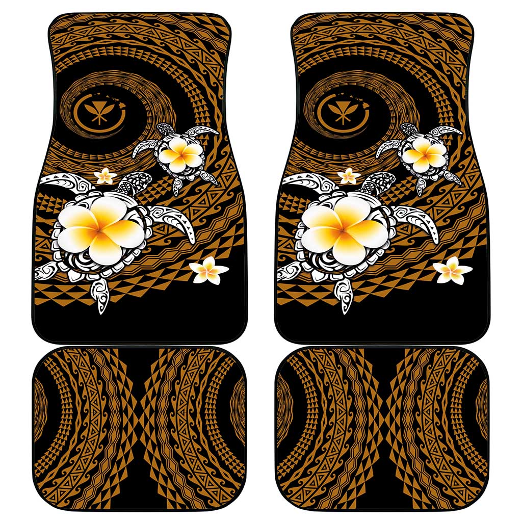 Hawaiian Plumeria Turtle Tribal Spiral Polynesian Tattoo Car Mats Gold Color LT03 - Polynesian Pride