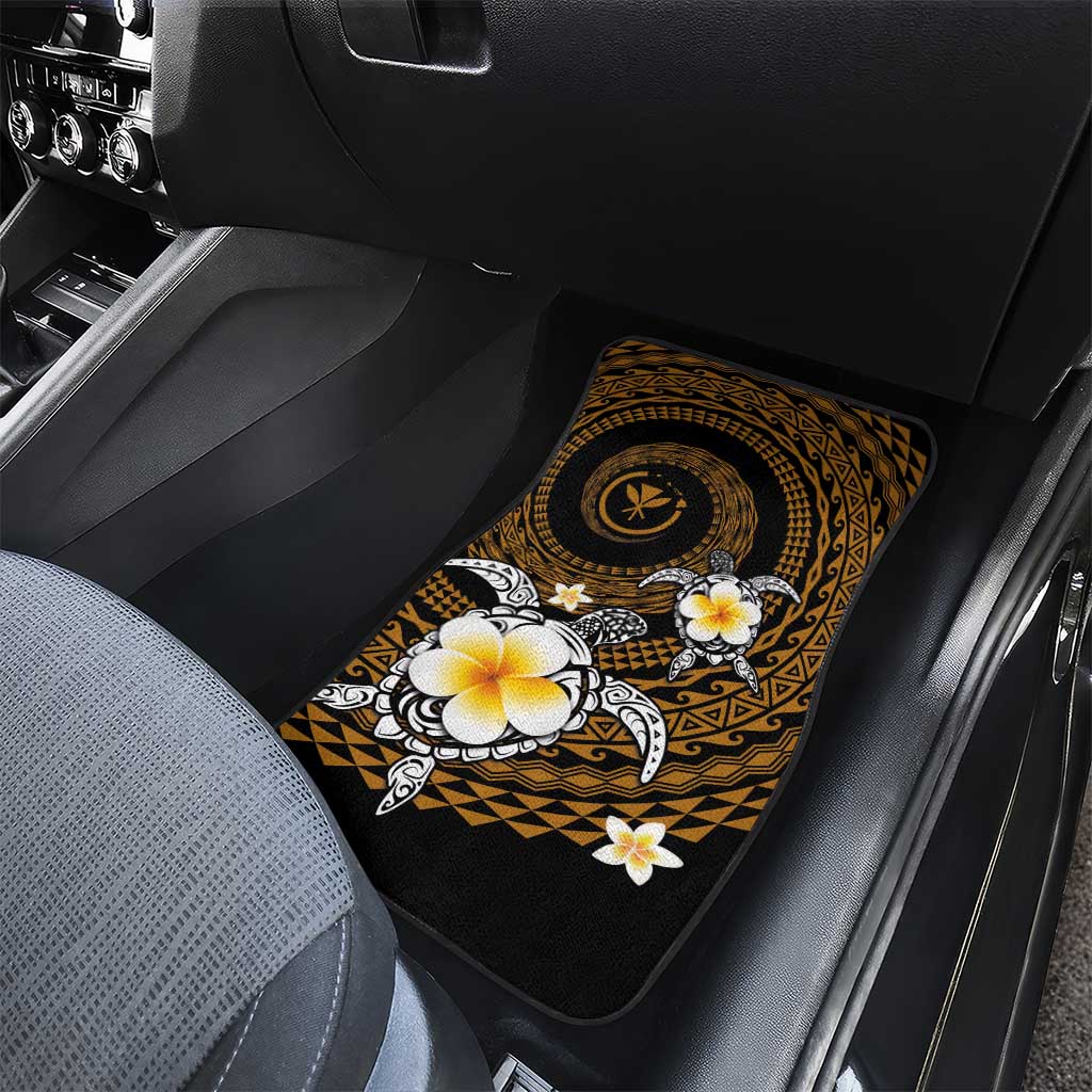 Hawaiian Plumeria Turtle Tribal Spiral Polynesian Tattoo Car Mats Gold Color LT03 - Polynesian Pride