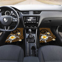 Hawaiian Plumeria Turtle Tribal Spiral Polynesian Tattoo Car Mats Gold Color LT03 Set 2pcs - Front Gold - Polynesian Pride