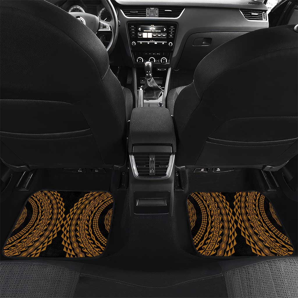 Hawaiian Plumeria Turtle Tribal Spiral Polynesian Tattoo Car Mats Gold Color LT03 Set 2pcs - Back Gold - Polynesian Pride