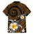 Hawaiian Plumeria Turtle Tribal Spiral Polynesian Tattoo Family Matching Long Sleeve Bodycon Dress and Hawaiian Shirt Gold Color