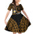 Hawaiian Plumeria Turtle Tribal Spiral Polynesian Tattoo Family Matching Off Shoulder Short Dress and Hawaiian Shirt Gold Color