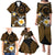 Hawaiian Plumeria Turtle Tribal Spiral Polynesian Tattoo Family Matching Puletasi and Hawaiian Shirt Gold Color