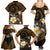 Hawaiian Plumeria Turtle Tribal Spiral Polynesian Tattoo Family Matching Summer Maxi Dress and Hawaiian Shirt Gold Color