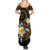 Hawaiian Plumeria Turtle Tribal Spiral Polynesian Tattoo Family Matching Summer Maxi Dress and Hawaiian Shirt Gold Color