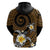 Hawaiian Plumeria Turtle Tribal Spiral Polynesian Tattoo Hoodie Gold Color