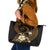 Hawaiian Plumeria Turtle Tribal Spiral Polynesian Tattoo Leather Tote Bag Gold Color