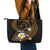 Hawaiian Plumeria Turtle Tribal Spiral Polynesian Tattoo Leather Tote Bag Gold Color