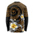 Hawaiian Plumeria Turtle Tribal Spiral Polynesian Tattoo Long Sleeve Shirt Gold Color