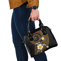 Hawaiian Plumeria Turtle Tribal Spiral Polynesian Tattoo Shoulder Handbag Gold Color LT03 - Polynesian Pride