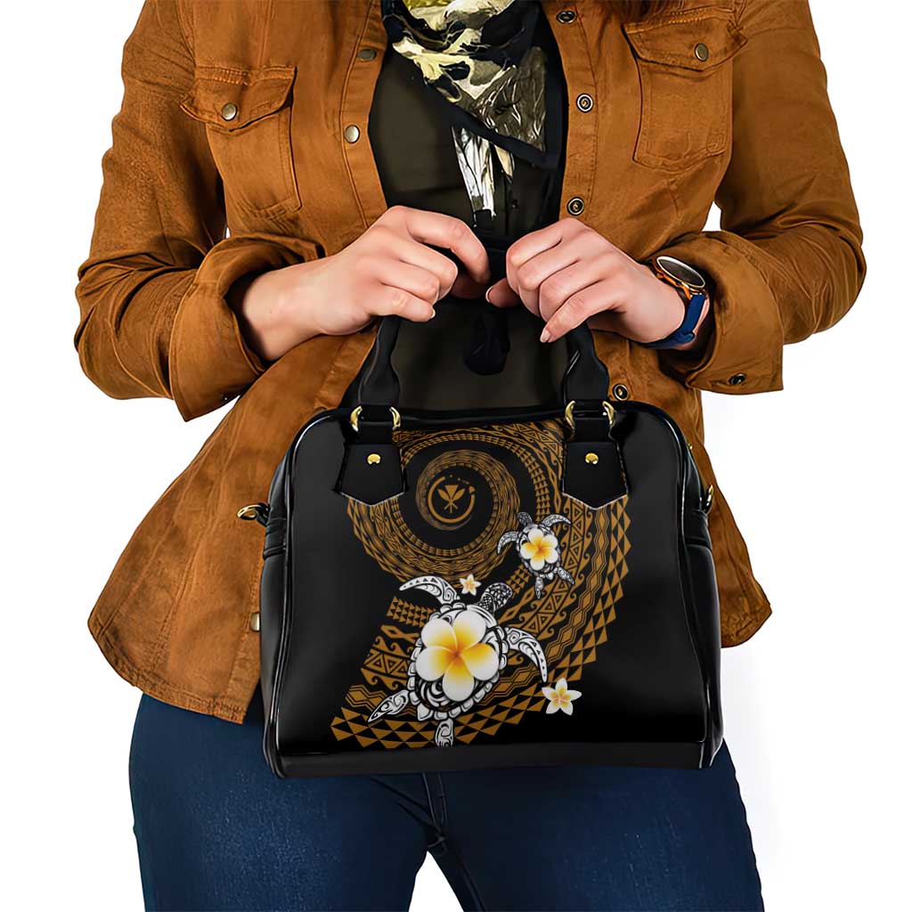 Hawaiian Plumeria Turtle Tribal Spiral Polynesian Tattoo Shoulder Handbag Gold Color LT03 - Polynesian Pride