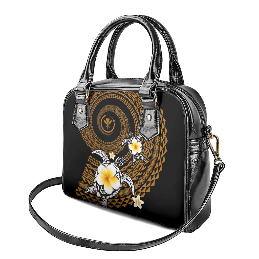 Hawaiian Plumeria Turtle Tribal Spiral Polynesian Tattoo Shoulder Handbag Gold Color LT03 - Polynesian Pride