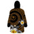 Hawaiian Plumeria Turtle Tribal Spiral Polynesian Tattoo Wearable Blanket Hoodie Gold Color