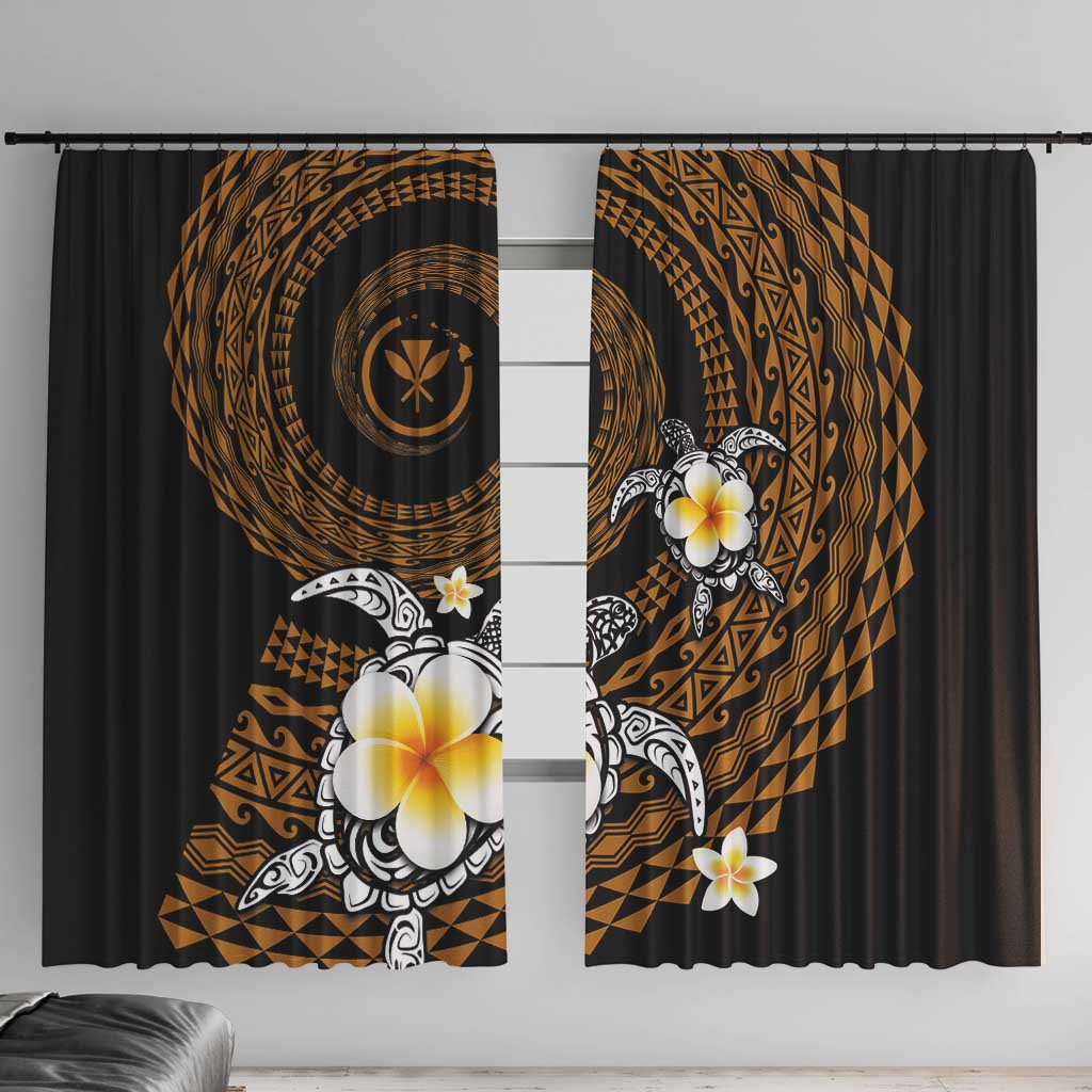 Hawaiian Plumeria Turtle Tribal Spiral Polynesian Tattoo Window Curtain Gold Color LT03 With Hooks Gold - Polynesian Pride