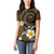 Hawaiian Plumeria Turtle Tribal Spiral Polynesian Tattoo Women Polo Shirt Gold Color