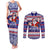 Custom American Samoa Christmas Couples Matching Tank Maxi Dress and Long Sleeve Button Shirts Samoan Coat of Arms and Cool Santa Ornament Style LT03 Blue - Polynesian Pride