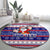 Custom American Samoa Christmas Round Carpet Samoan Coat of Arms and Cool Santa Ornament Style LT03 - Polynesian Pride