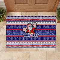 Custom American Samoa Christmas Rubber Doormat Samoan Coat of Arms and Cool Santa Ornament Style LT03 - Polynesian Pride