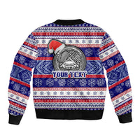 Custom American Samoa Christmas Sleeve Zip Bomber Jacket Samoan Coat of Arms and Cool Santa Ornament Style LT03 - Polynesian Pride