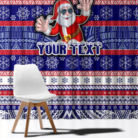 Custom American Samoa Christmas Window Curtain Samoan Coat of Arms and Cool Santa Ornament Style LT03 - Polynesian Pride