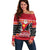 Custom Papua New Guinea Christmas Off Shoulder Sweater Santa With Flag Of PNG Polynesian Tribal Xmas Vibe LT03 Women Red - Polynesian Pride