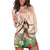 Woman Polynesian Tattoos Hoodie Dress Tropical Flower - Peach Fuzz Color