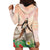 Woman Polynesian Tattoos Hoodie Dress Tropical Flower - Peach Fuzz Color