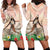 Woman Polynesian Tattoos Hoodie Dress Tropical Flower - Peach Fuzz Color