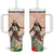 Woman Polynesian Tattoos Tumbler With Handle Tropical Flower - Peach Fuzz Color