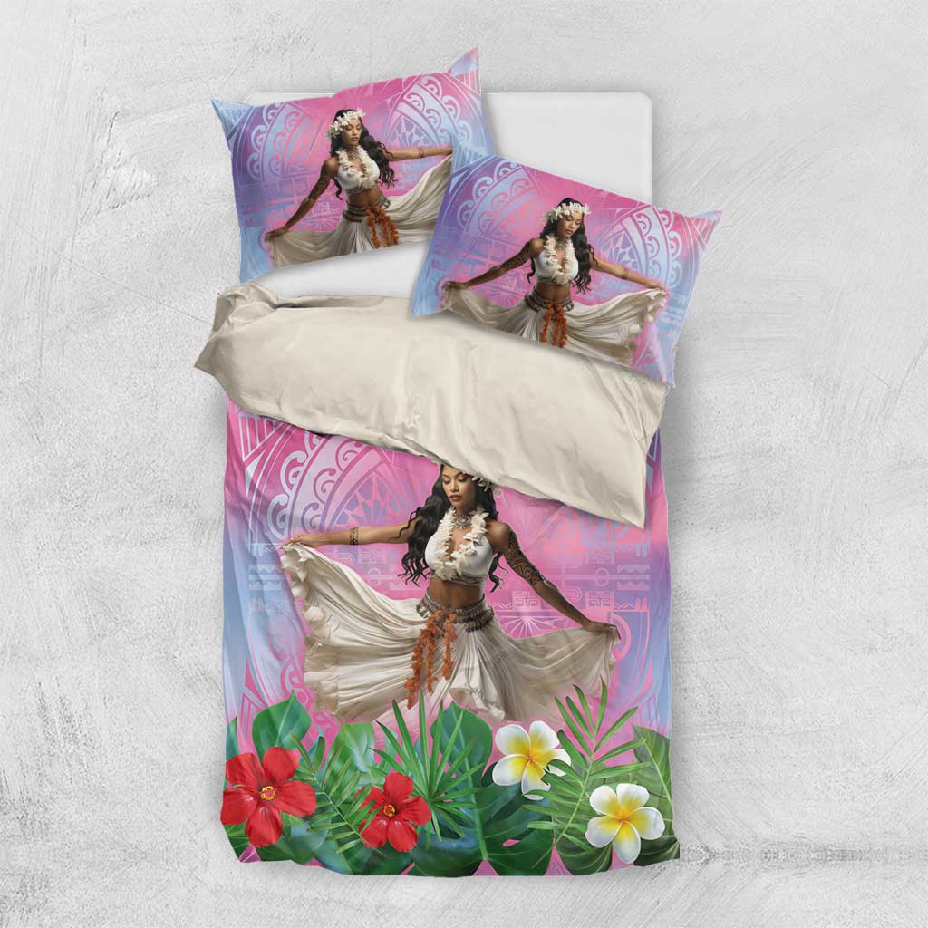 Woman Polynesian Tattoos Bedding Set Tropical Flower - Sweets Vibrant Color LT03 US Twin 172cm x 218cm Vibrant Gradient - Polynesian Pride