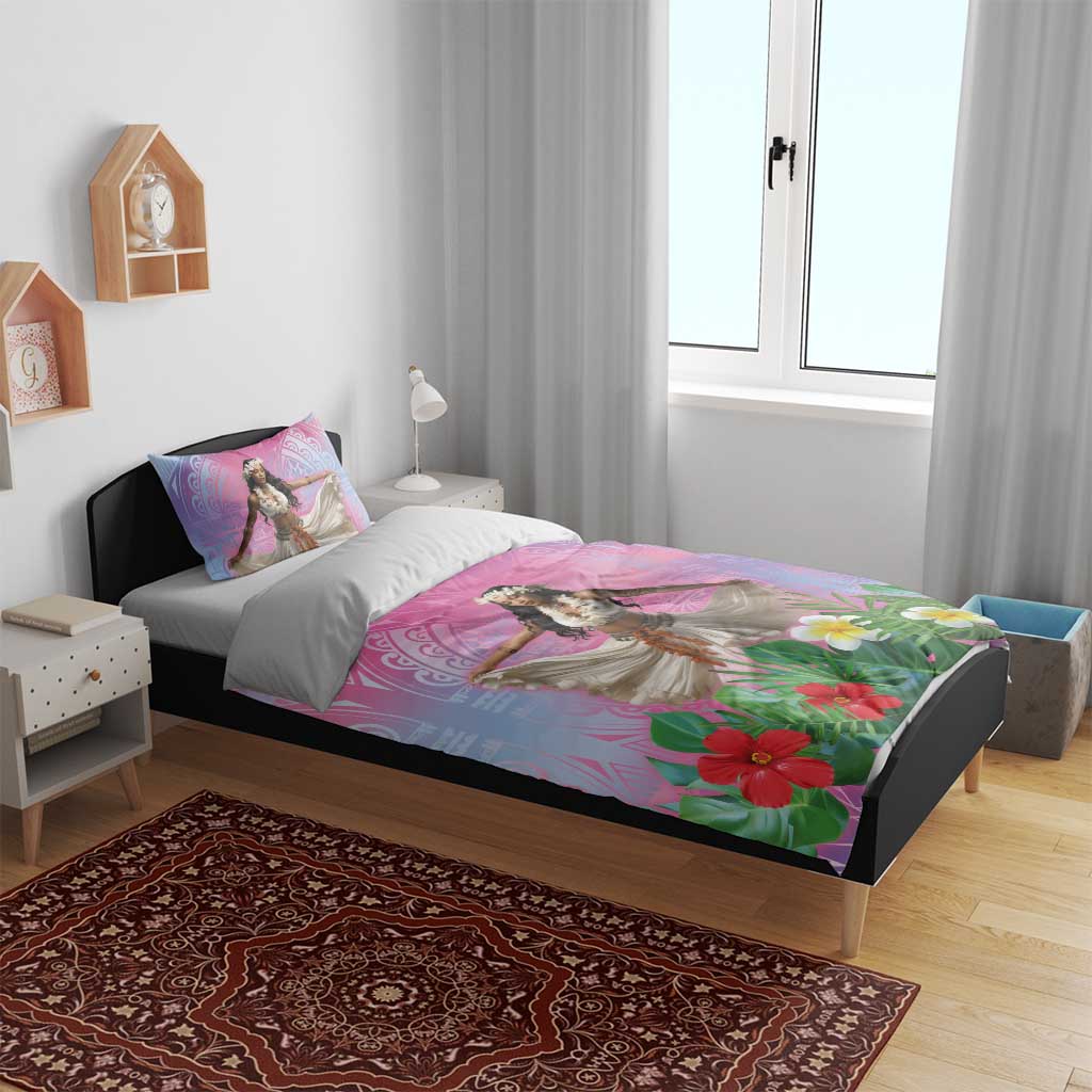 Woman Polynesian Tattoos Bedding Set Tropical Flower - Sweets Vibrant Color LT03 - Polynesian Pride