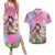 Woman Polynesian Tattoos Couples Matching Summer Maxi Dress and Hawaiian Shirt Tropical Flower - Sweets Vibrant Color