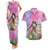 Woman Polynesian Tattoos Couples Matching Tank Maxi Dress and Hawaiian Shirt Tropical Flower - Sweets Vibrant Color