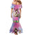 Woman Polynesian Tattoos Family Matching Mermaid Dress and Hawaiian Shirt Tropical Flower - Sweets Vibrant Color