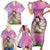 Woman Polynesian Tattoos Family Matching Short Sleeve Bodycon Dress and Hawaiian Shirt Tropical Flower - Sweets Vibrant Color