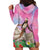 Woman Polynesian Tattoos Hoodie Dress Tropical Flower - Sweets Vibrant Color