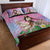 Woman Polynesian Tattoos Quilt Bed Set Tropical Flower - Sweets Vibrant Color