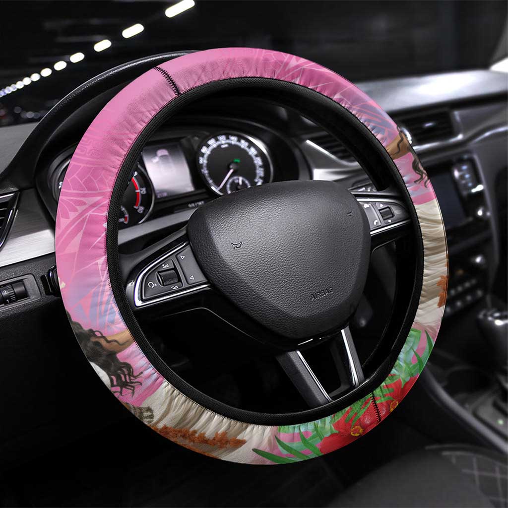 Woman Polynesian Tattoos Steering Wheel Cover Tropical Flower - Sweets Vibrant Color